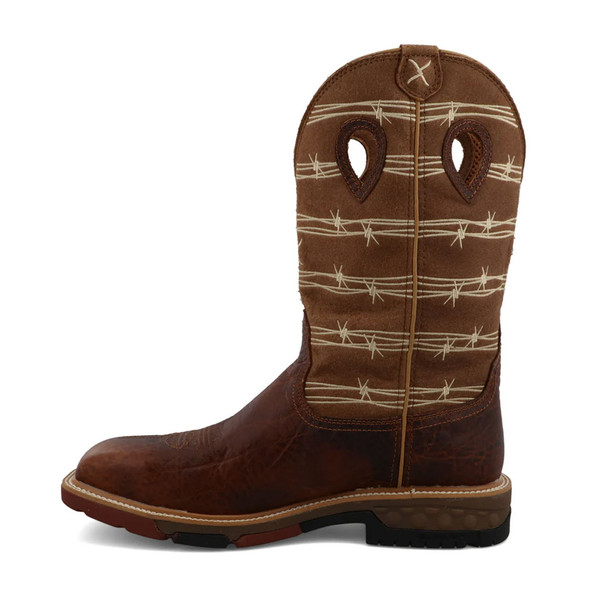 product variation TWISTED X Men's 12in Western Rustic Brown and Lion Tan Work Boot (MXBAW05) image