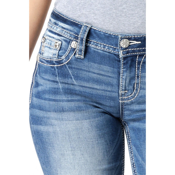 product variation MISS ME Women's Featherington Floral Dark Blue Bootcut Jeans (M9295B) image