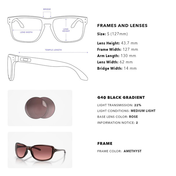 product variation OAKLEY Women's Cohort Sunglasses w/ Amethyst Frame and G40 Black Gradient Lenses (OO9301-03) image