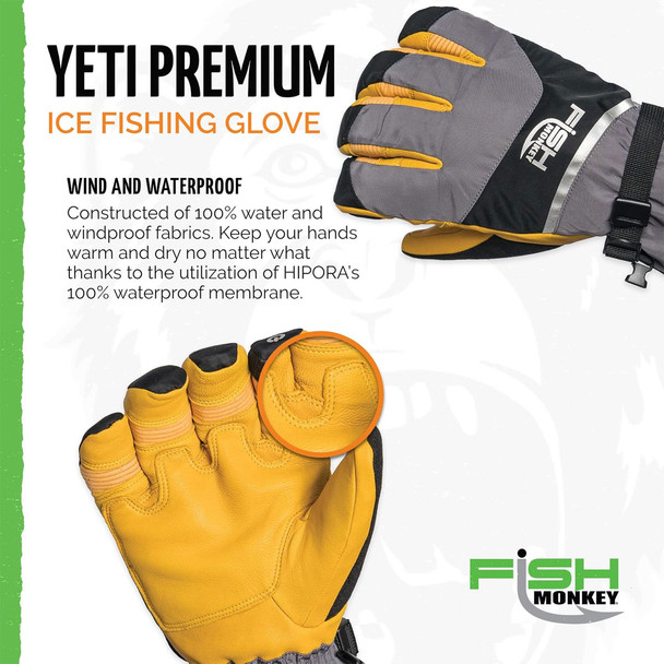 product variation FISH MONKEY Yeti Premium Full Finger Large Ice Fishing Glove (FM37-GB-L) image