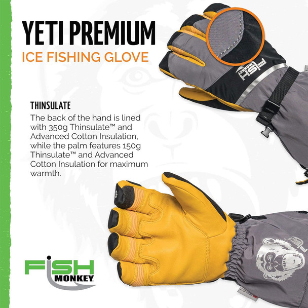 product variation FISH MONKEY Yeti Premium Full Finger Large Ice Fishing Glove (FM37-GB-L) image