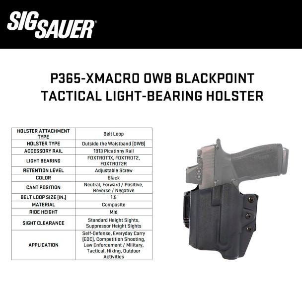 product variation SIG SAUER P365 X-Macro OWB Blackpoint Tactical Light-Bearing LH Black Holster (8901265) image