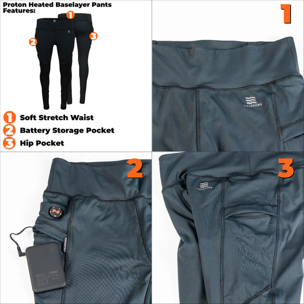 product variation FIELDSHEER Women's Proton Black 7.4v Baselayer Pants (MWWP2201) image