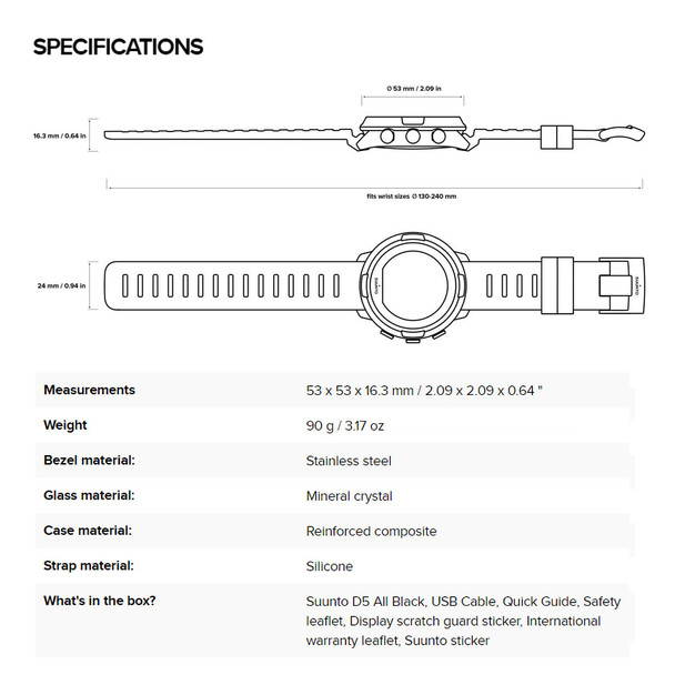 product variation SUUNTO D5 All Black Diving Wrist Computer with USB Cable (SS050192000) image