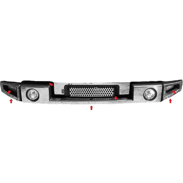 product variation QAA Fits Hummer H2 2003-2009 7 Piece Stainless Front Bumper Trim (HV43009) image