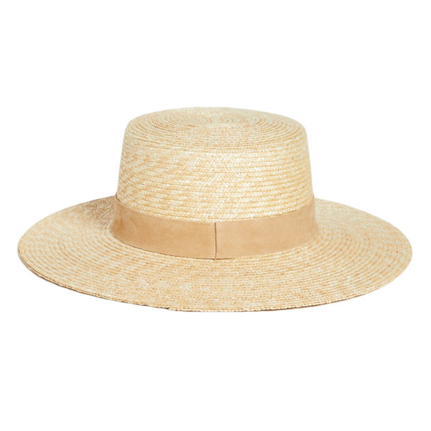 product variation LACK OF COLOR The Spencer Boater Natural/Camel Suede Brim Hat, Size: 55cm (S) (SBOASUEDE-NATCAM-S) image