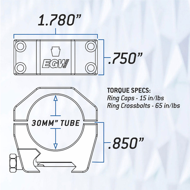 product variation EVOLUTION GUN WORKS Keystone Series 30mm .850in Low Ring Set (62100) image
