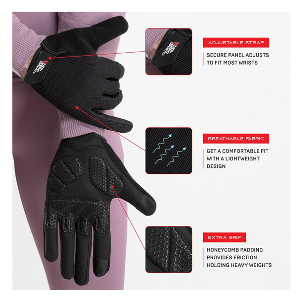 product variation NONZERO GRAVITY Padded Weight Lifting Tech-Touch Workout Gloves (NZ-WG-PD-BK) image
