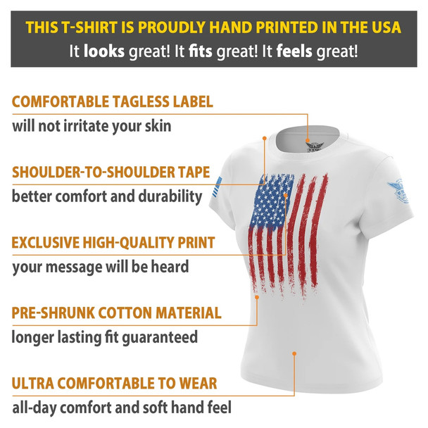 product variation WE THE PEOPLE HOLSTERS Women's Fresh Paint American Flag White Short Sleeve Shirt (CREWF-W_0230-T-FL) image