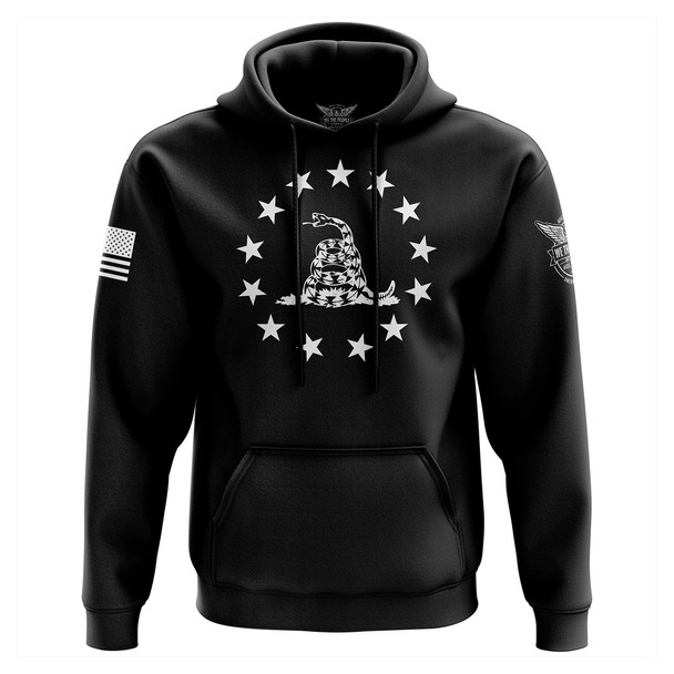 product variation WE THE PEOPLE HOLSTERS Betsy Ross Gadsden Flag Black Hoodie (HOODX-K_0109-W-FL) image