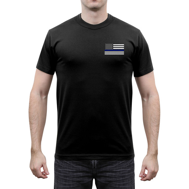 product variation ROTHCO Men's Honor and Respect 2-Sided Thin Blue Line Flag Black T-Shirt (1844) image