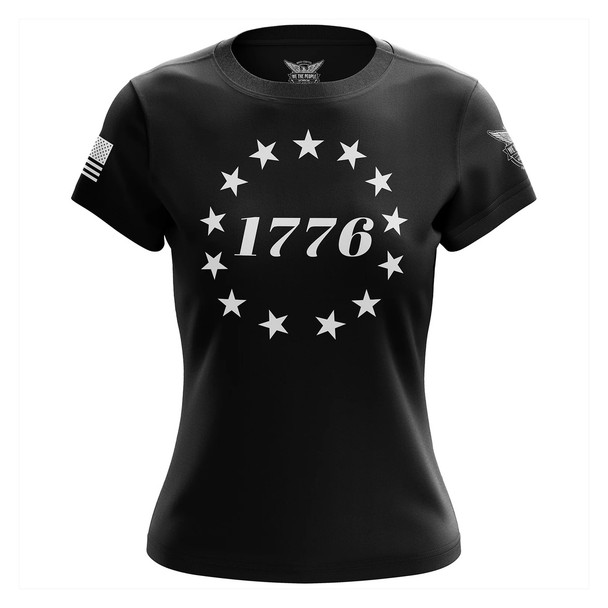 product variation WE THE PEOPLE HOLSTERS Women's 1776 Betsy Ross Flag Black Short Sleeve Shirt (CREWF-K_0074-W-FL) image