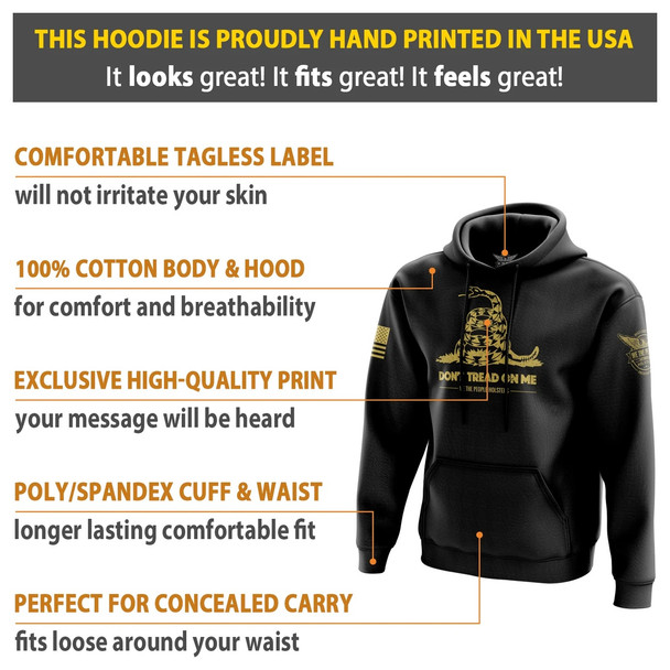 product variation WE THE PEOPLE HOLSTERS Don't Tread On Me Gadsden Flag Black Hoodie (HOODX-K_0020-D-FL) image