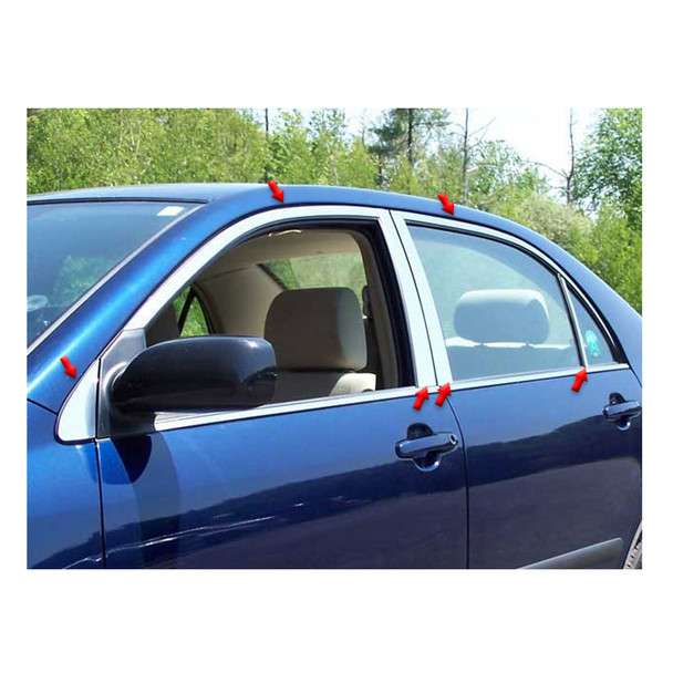product variation QAA 12-Piece Stainless Steel Window Trim Package Fits Toyota Corolla 2003-2008 (WP24112) image