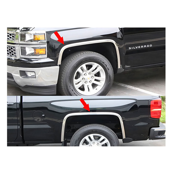 product variation QAA 4-Piece Molded Stainless Steel Wheel Well Fender Trim Molding Fits Chevrolet Silverado 2016-2018 (WZ56181) image