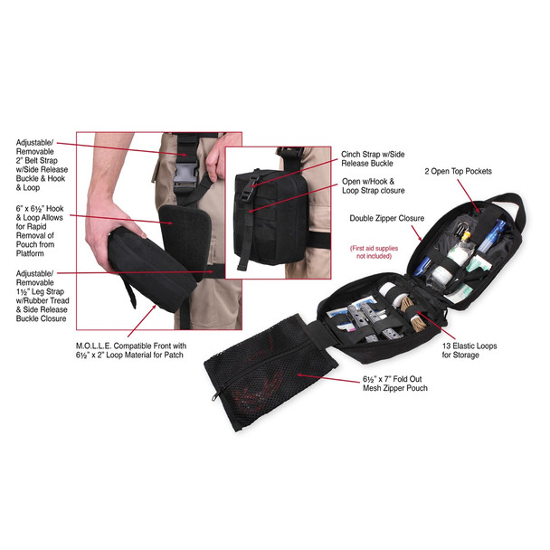 product variation ROTHCO Drop Leg Black Medical Pouch (20755) image
