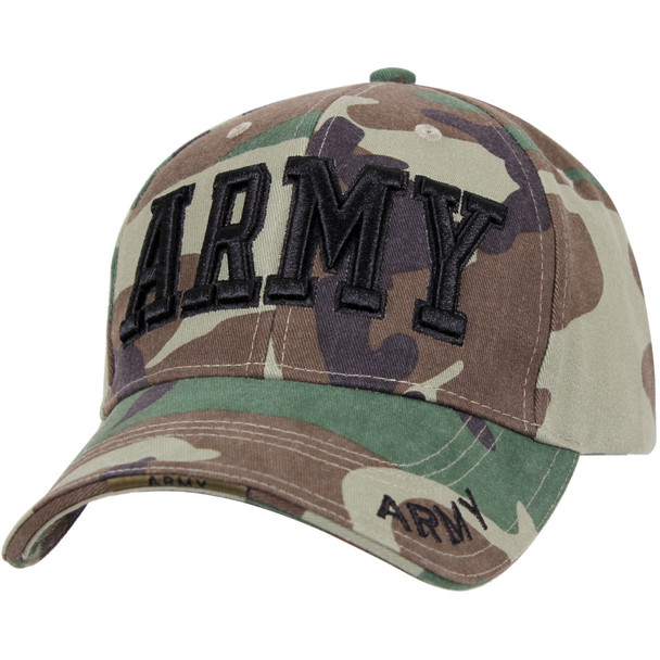 product variation ROTHCO Deluxe Army Embroidered Low Profile Woodland Camo Insignia Cap (3908) image