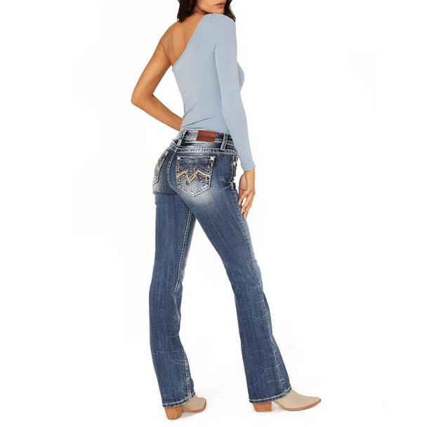 product variation MISS ME Women's Whipped Logo Blue Mid-Rise Bootcut Jeans (M3742B10) image