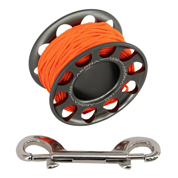 product variation Akona aluminum finger spool with orange line and steel clip image