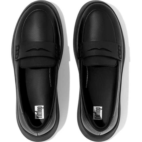 product variation FITFLOP Women's F-Mode Leather Flatform All Black Penny Loafers (FH5-090) image