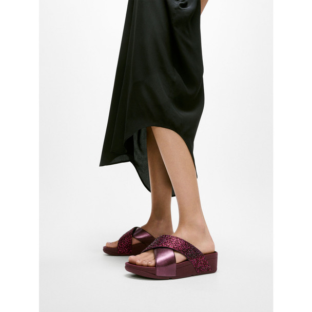 FITFLOP Lulu Crystal-Mix Metallic Cross Sandals JL1