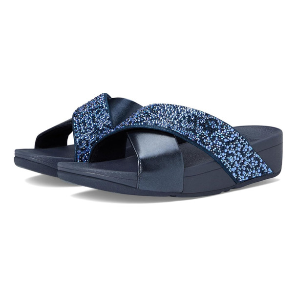 FITFLOP Lulu Crystal-Mix Metallic Cross Sandals JL1