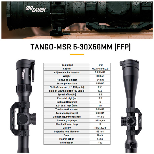 product variation SIG SAUER Tango-MSR 5-30x56mm 34mm Tube Illuminated MOA Milling 2.0 Black Rifle Scope (SOTM65000) image