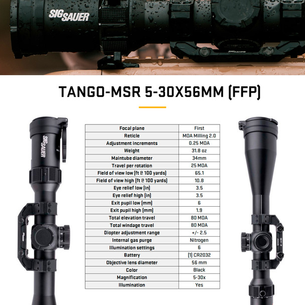 product variation SIG SAUER Tango-MSR 5-30x56mm 34mm Tube Illuminated MOA Milling 2.0 Black Rifle Scope (SOTM65000) image
