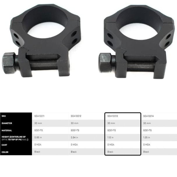 product variation SIG SAUER Alpha1 30mm High 1.12in Aluminum Matte Black Scope Rings (SOA10013) image