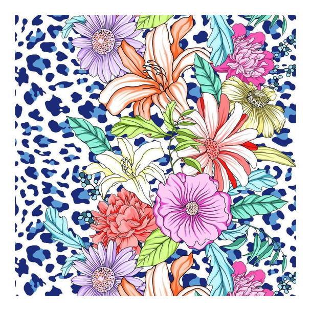 product variation IBKUL Carrie Print Blue Multi Long Sleeve Mock Neck Top (10872-CRBL-MULT) image