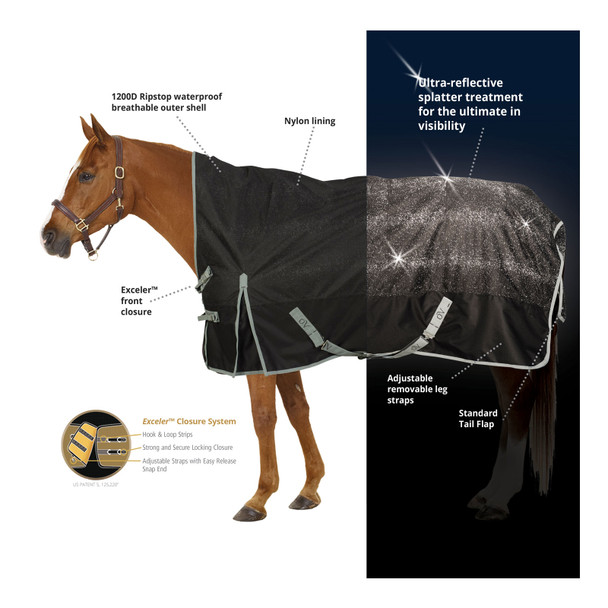 product variation OVATION Reflective High Neck Black Turnout Sheet (471211BLK) image