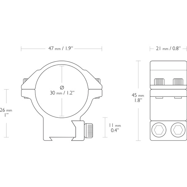 product variation HAWKE Match 9-11mm 1in Riflescope Ring Mounts (22101) image