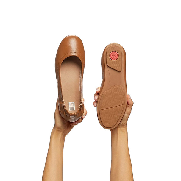 product variation FITFLOP Women's Allegro Light Tan Leather Ballet Flats (Q74-592) image