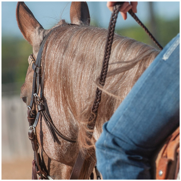 product variation MARTIN SADDLERY Latigo Braided 5-Strand 3/4in Thick Buckle Snap Ends Roping Rein (RR34B5L) image