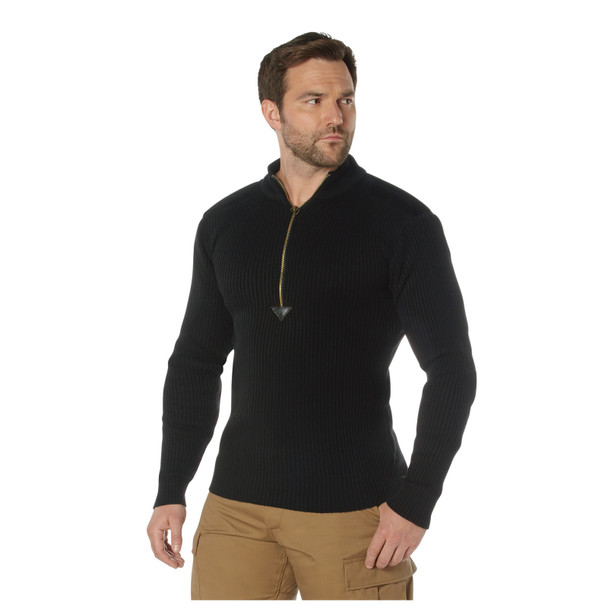 product variation ROTHCO Men's 1/4 Zip Black Acrylic Commando Sweater (3390) image