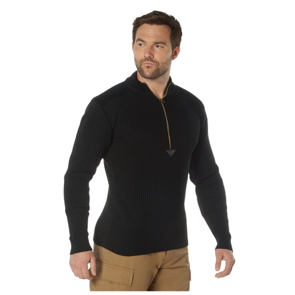 product variation ROTHCO Men's 1/4 Zip Black Acrylic Commando Sweater (3390) image