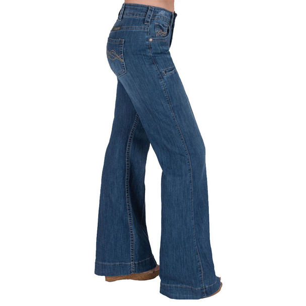 product variation Cowgirl Tuff Company Women's Breathe Light Wide Trouser Light Wash Jeans (C01-JBLWTR-LWH) image