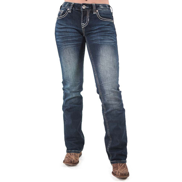 product variation Cowgirl Tuff Company Women's High Standard Dark Wash Jeans (C01-JHIGHS-DWH) image