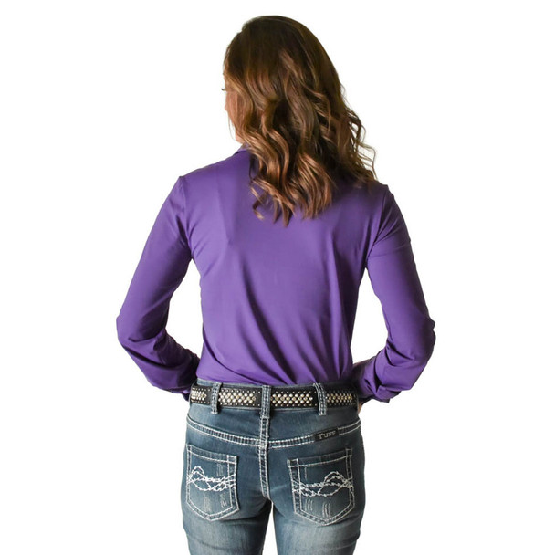 product variation Cowgirl Tuff Company Women's Breathe Instant Cooling UPF Button Up Purple Pullover (C02-100522-PUR) image