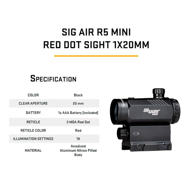 product variation SIG SAUER Air R5 Mini 1x20mm 3 MOA Red Dot Sight (AIR-R5) image