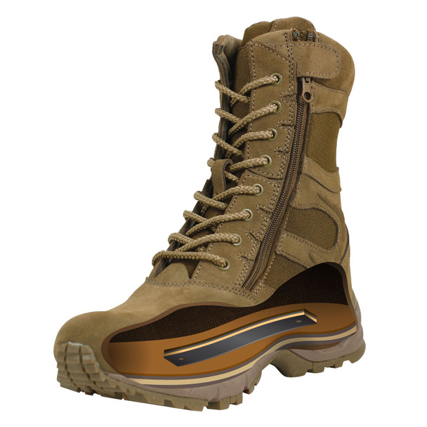 product variation ROTHCO 8in Forced Entry AR 670-1 Coyote Brown Deployment Boots w/ Side Zipper (5763) image