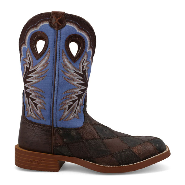 TWISTED X Men's 11in Tech X Saddle/Iron Grey Ostrich/Sky Blue Western Boots (MXTR020)