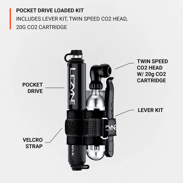 product variation LEZYNE Pocket Drive Black Bicycle Hand Pump Loaded Kit (1-MP-PKDRL-V104) image