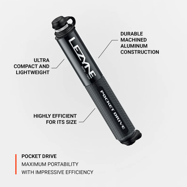 product variation LEZYNE Pocket Drive Black Bicycle Hand Pump Loaded Kit (1-MP-PKDRL-V104) image