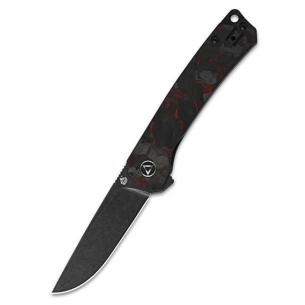 product variation Red Shredded CF Overlay G10 Handle / Black Stonewashed 14C28N Blade image