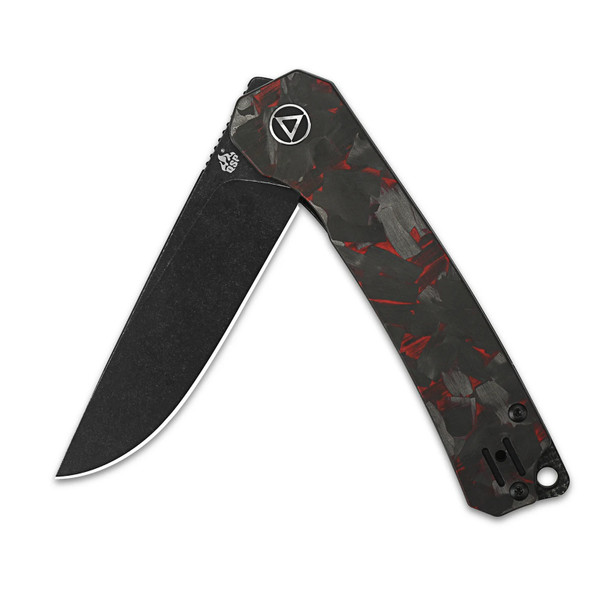 product variation Red Shredded CF Overlay G10 Handle / Black Stonewashed 14C28N Blade image