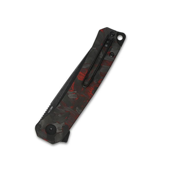 product variation Red Shredded CF Overlay G10 Handle / Black Stonewashed 14C28N Blade image