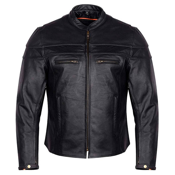product variation VANCE LEATHERS USA Men's Racer Black Jacket with Zippered Vents (VL531) image