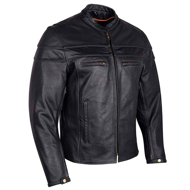 product variation VANCE LEATHERS USA Men's Racer Black Jacket with Zippered Vents (VL531) image