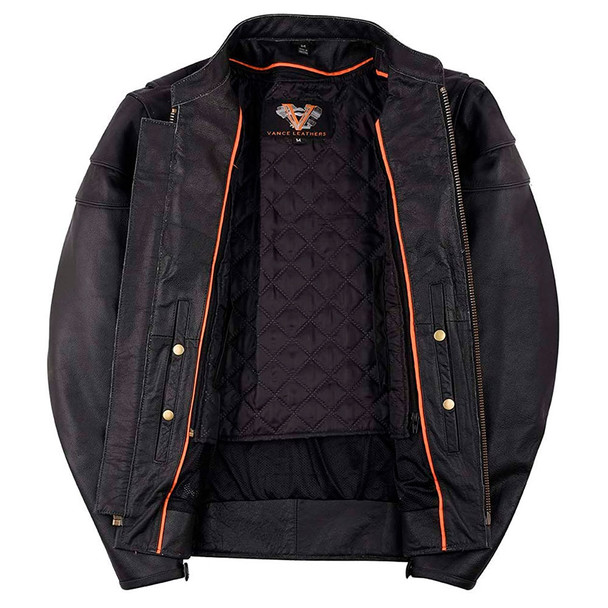 product variation VANCE LEATHERS USA Men's Racer Black Jacket with Zippered Vents (VL531) image